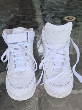 Nike White High-Top Sneakers with Ankle Strap